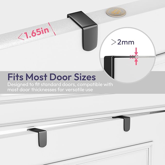 SWTYMIKI Over The Door Hook with 16 Hooks & Mesh Baskets - Heavy Duty Over The Door Organizer Hanger for Towels, Coats, Cloth