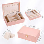 LANDICI Jewelry Box Organizer for Women, 2 Layer 4 Slot Watch Storage Case with Removable Tray, PU Leather Large Jewellery Ho