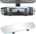 LivTee Rear View Mirror, Universal 12" (305mm) Wide-Angle Panoramic Convex Rearview Mirror with Clear Slim Frame, Strap-On Design Fits Original to Reduce Blind Spots for Cars SUVs Trucks