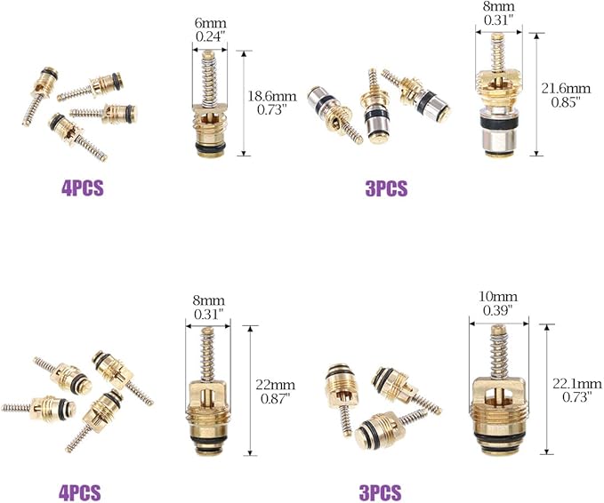 Swpeet 36Pcs Air Conditioner R12 R134a Valve Cores Kit, Including Assortment R12 R134a Valve Core Refrigeration Tire Valve St