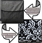 NGIL Extra Large Utility Tote Reusable Grocery Bag Oversized Collapsible for Groceries, Storage, Picnic, Beach (Damask-black)