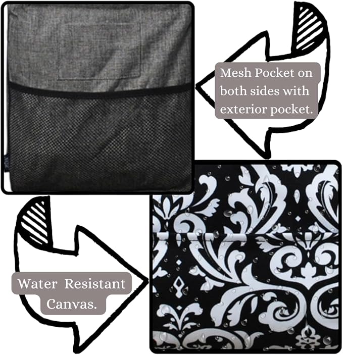 NGIL Extra Large Utility Tote Reusable Grocery Bag Oversized Collapsible for Groceries, Storage, Picnic, Beach (Damask-black)