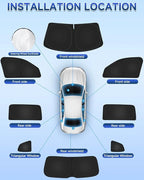8PCS Window Shades for Volkswagen Atlas 2018-2025 Accessories – Full Coverage Sun Shade for Side Windows, Rear Triangular & Windshield – UV Protection & Privacy for Camping, Napping, Relaxing