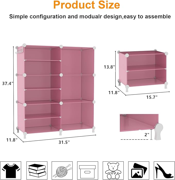 AWTATOS Closet Organizer 6 Cube Storage Shelves Portable Closet Clothes Organizers and Storage Stackable Cubby Shelving for C