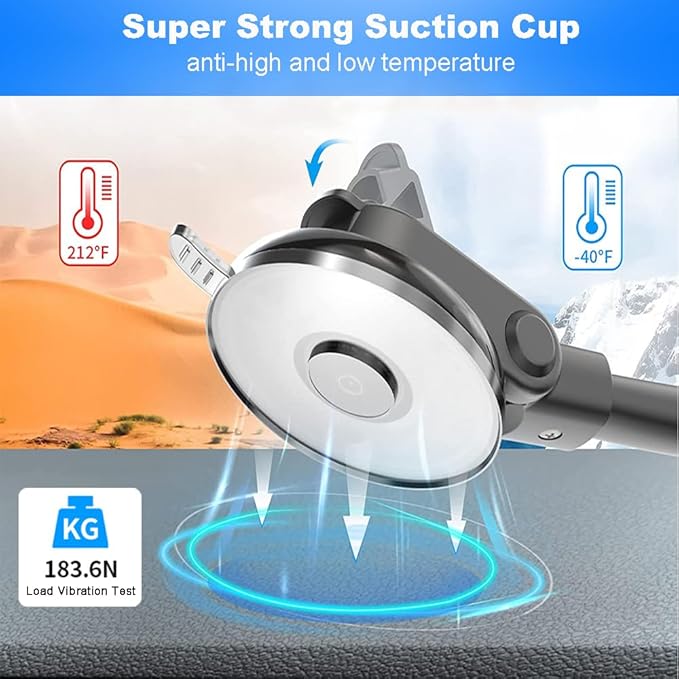 Carplay Mount for Car, Strong Suction Cup Windshield Dash Mount for Carplay Screen, 13 Inches Flexible Gooseneck Arm Dashboard Car Monitor Holder for Apple and Android Carplays