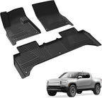 LASFIT Floor Mats for Rivian R1T 2025 2026, All Weather Floor Liner TPE Custom Fit Car Mats for Rivian R1T 1st & 2nd Row Rubber Mats, Black,Tasteless, Durable and Easy to Clean