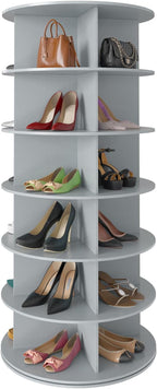 SpaceAid 6 Tier Rotating Shoe Rack Tower, Spinning Shoe Display Lazy Susan, Revolving 360 Shoe Rack Storage Round Carousel, V