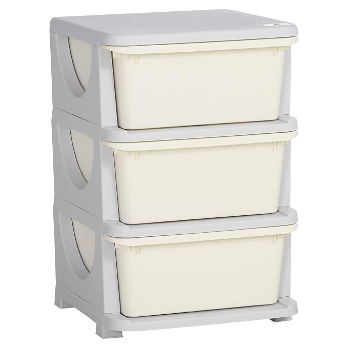 Qaba 3 Tier Kids Storage Unit, Toy Organizers and Storage with 3 Drawer Chest for Kids Bedroom Nursery Kindergarten Living Ro