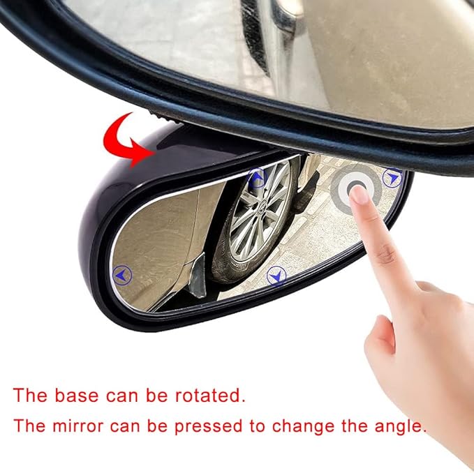 Blind Spot Mirrors adjustable Rearview Mirror Baby Car Mirrors,Strong Adhesive HD Glass Convex,stick on Side mirror or inner mirror or anywhere else (Black frame, 1 PC)