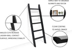 FUIN 5ft (58") Wood Blanket Ladder Living Room Decorative Wall Leaning Farmhouse Quilt Display Holder Shelf Rustic Wooden Tow