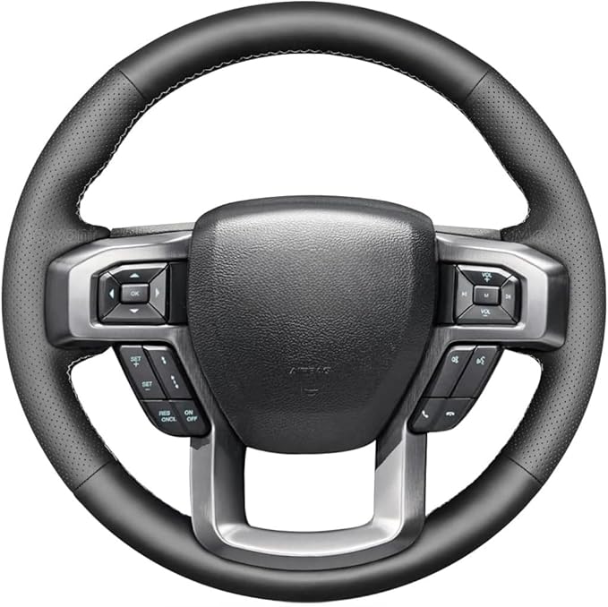 MEWANT DIY Steering Wheel Cover for Ford F150 F250 F350 F450 Expedition 2018-2021 Customize by Genuine Leather Suede