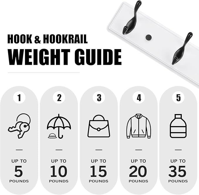 Badiano Wooden Coat Rack, Wall-Mounted Organizer for Closet, Entryway, Hallway, Foyer, Bedroom, Heavy Duty Double Hooks for H