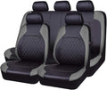 Universal Deluxe Pu Luxury Vinyl Faux Leather Car Seat Covers Full Set, Airbag Compatible, Breathable, Fit for Most Sedans, V