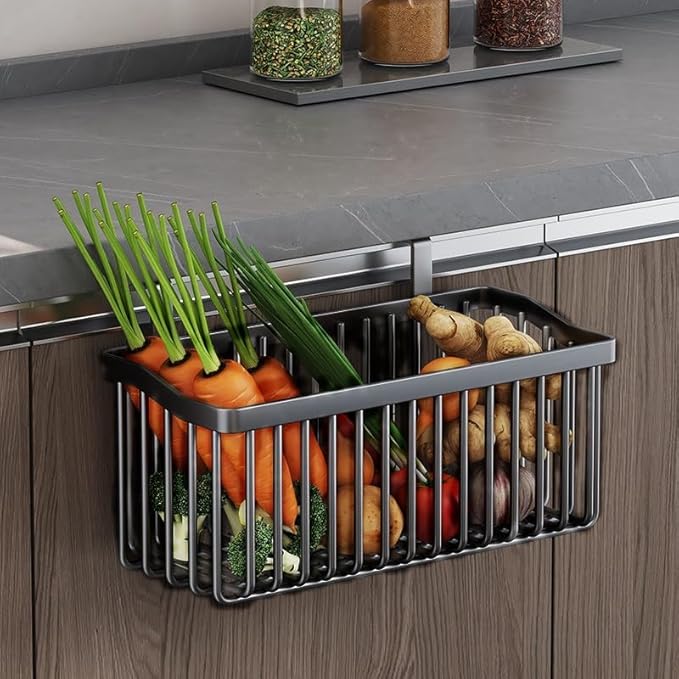 2 Pcs Fruit Basket Wire Baskets, Fruit and Veggie Storage Basket Holder for Kitchen Wall Mounted,Kitchen Organizers and Stora
