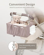 Diaper Caddy Organizer – Portable Storage Basket with Shoulder Strap & Stroller Hooks, Splashproof Quilted Nursery & Car Tote