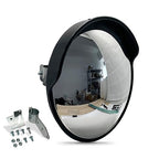 Convex Mirror - 12" Safety Mirrors for Garage, Warehouse, Pole-Mount Large Security Mirror for Driveway with Flexible PC Lens (12 Inch, Black)