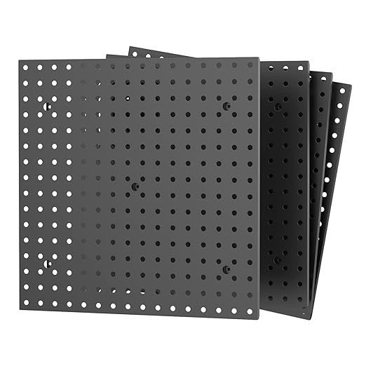 TORACK 4 PCS 16 x16 in Pegboard Panels for Wall Garage Tools Organizer Pegboard for Workbench, Modular Peg Board Tool Board(P
