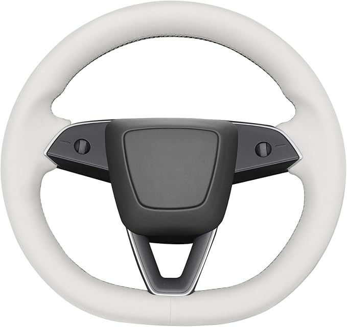 MEWANT DIY Stitching Real Leather Steering Wheel Cover Wrap for Tesla Model 3 Highland 2023-2025/Model Y 2025 Highland for Tesla Model 3/Model Y Accessories(3D Style)