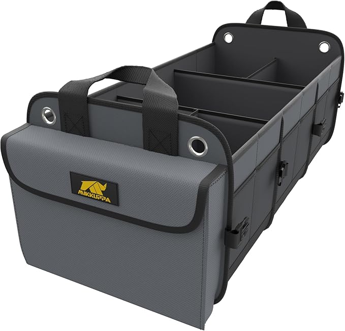 MIKKUPPA Car Trunk Organizer - 100L Large Car Organizer, 1680D Oxford Collapsible Suv Trunk Storage with 2 Adjustable Straps