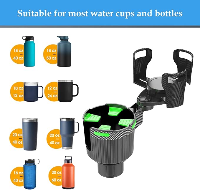 Car Cup Holder Expander Water Bottle Base fit Stanley fit owala for Yeti Rambler for Hydro Flasks 14/24/32/36/40oz -Adjustabl