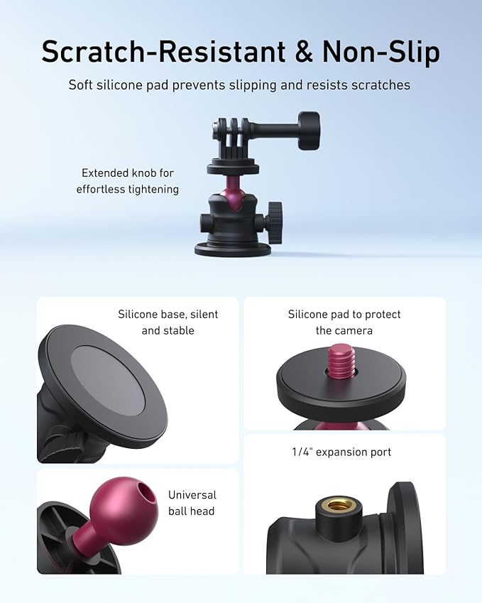 TELESIN Magnetic Mount Magnet Metal Mounts for Action Camera, 360° Quick Car Holder Attachment for DJI Action 6 5 Pro OSMO 360 Nano Pocket 3 GoPro Max Hero 13 12 11 10 Insta360 X5 Mounting Accessory