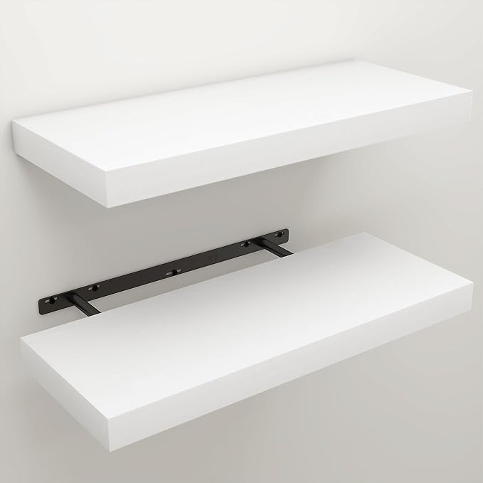 Floating Shelves for Wall, 9.3" Deep Wall Mounted Wood Shelves for Bathroom, Bedroom, Living Room, Kitchen, Hanging Shelf for