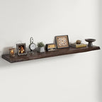 Live Edge Elm Floating Shelves For Wall - 55" W x 9.3" D Rustic Solid Long Wood Shelves with Invisible Bracket, Wall-Mounted 