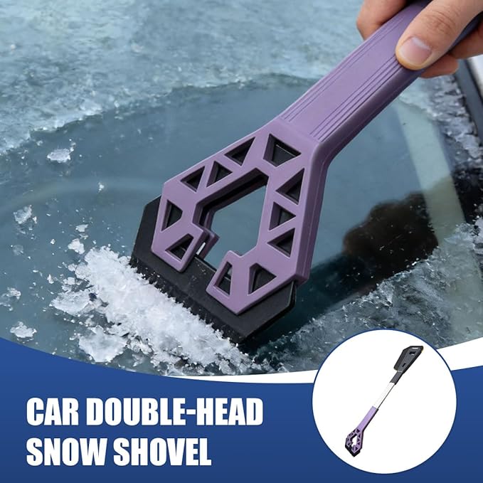 3 in 1 Snow Brush and Ice Scrapers for Car Windshield, 28" No-Scratch Automotive Window Cleaning Scraper with Ergonomic Grip, Detachable Winter Snow Removal Tool for Most Sedans(Purple)