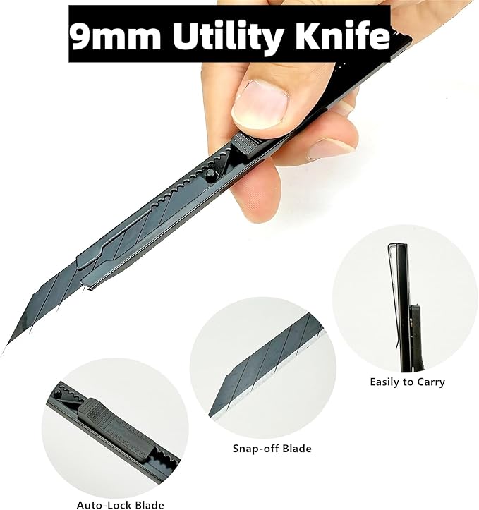 Window Film Application Kit Car Tinting Tools, Vehicles Wrap Kit with Magnetic Felt Squeegee, Mini Rubber Squeegee and 9mm Utility Knife, Ideal for PPF, Decals, Graphics, Vinyl