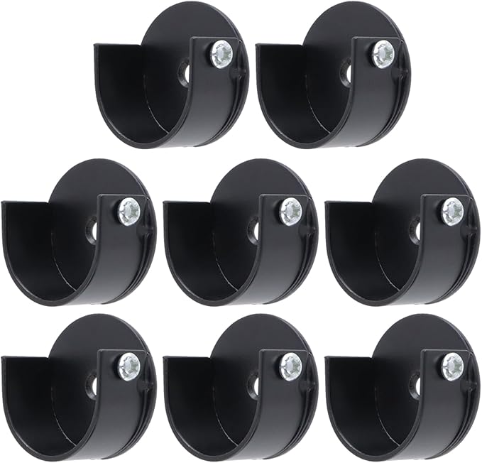 T Tulead Aluminum Alloy Closet Rod Bracket 1.1-Inch U Shape Shelf Support Brackets Black Closet Pole Socket Holder 8PCS with 