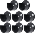 T Tulead Aluminum Alloy Closet Rod Bracket 1.1-Inch U Shape Shelf Support Brackets Black Closet Pole Socket Holder 8PCS with 