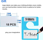 16 Pack White Clothing Rack Size Dividers Plus 45 Labels (1 Inch) and 18 Large Blank Labels, Large Rectangular Clothing Close