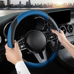 Car Steering Wheel Cover, Microfiber Leather Steering Wheel Cover Universal Fit 14.5-15 inch Anti-Slip Comfortable Breathable