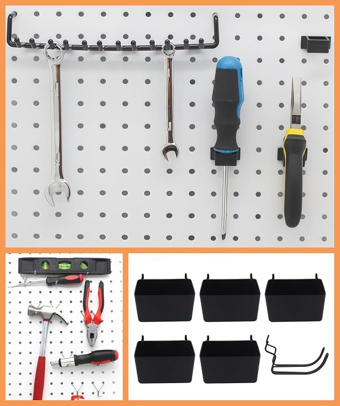 Calax 338PCS Pegboard Hooks Organizer Kit, Fit 1/8 or 1/4 inch Peg Board with Storage Bins, Pegboard Assortment Hooks Accesso