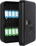 Jssmst Lock Keyboxes Wall Mount Security Key Storage Box, Locking Key Cabinet Wall Mount with 24 Key Hooks & Tags Key Labels,