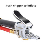 MEASUREMAN Heavy Duty Bayonet Style Tire Inflator, Aluminum Body, 20" Red Hose, Clip On Air Chuck, Aluminum Slide, Range 10-130psi/kpa (Pack of 2)