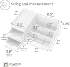 Uncluttered Designs Large Makeup Organizer for Vanity - Countertop Desk With Drawers for Cosmetic, Beauty, Hair, Nail, Perfum