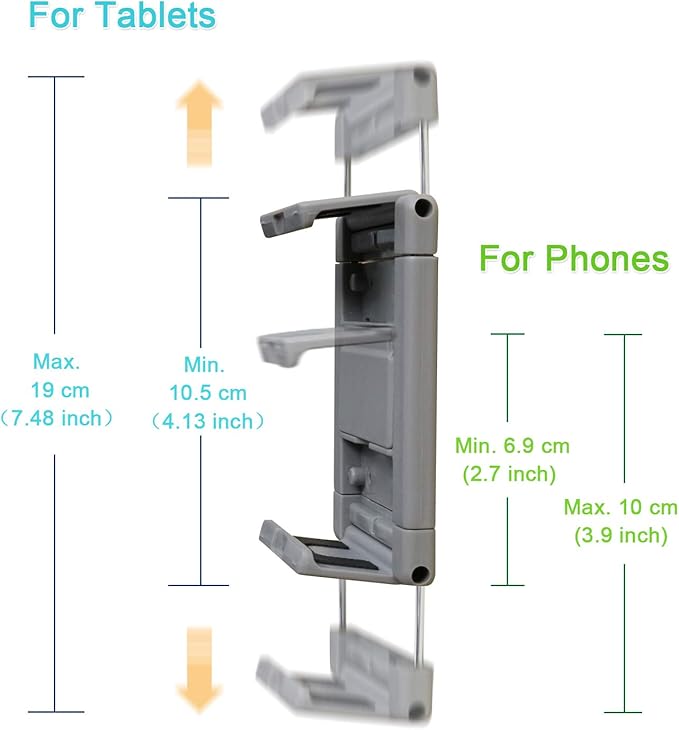 TFY Car Mount Holder, Car Headrest Mount Holder for Phones and Tablets, Compatible with 5 to 10.5 Inch Screens Devices (Gray)