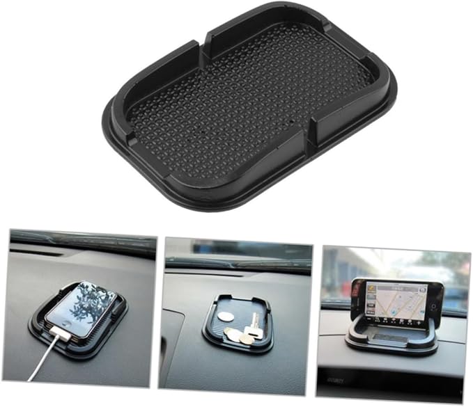 Car -Slip Mat, Multifunctional Rubber Non-Slip Dashboard Mat, Black, Medium, Holds Smartphones, Mapping, Universal Fit