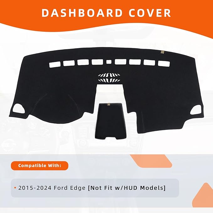 KEYOOG Dashboard Cover Dash Mat Fit for Fo-rd Edge 2024-2015 (Without HUD Models),Car Dash Board Mat Anti-Glare Carpet,Non-Sl