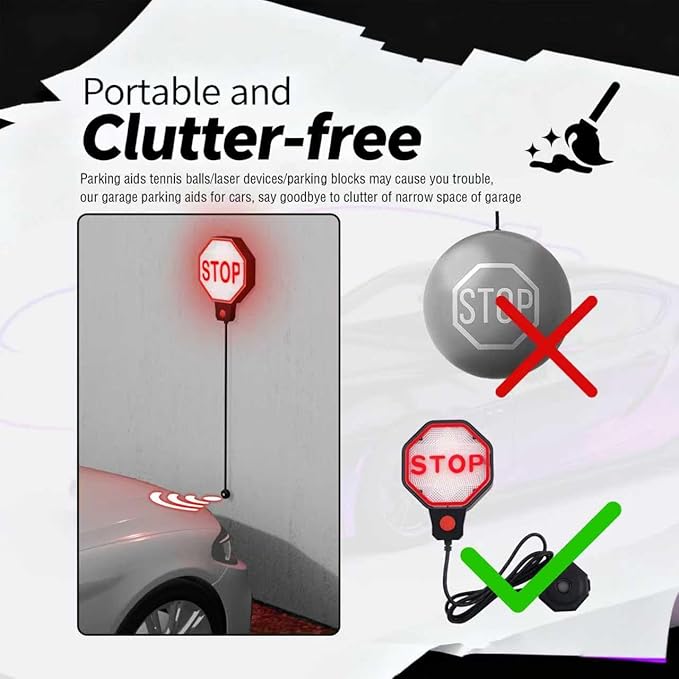 LED Garage Parking Aid Adjustable,Dual Power Garage Parking Sensor with LED Red/Yellow/Green Display,Portable Garages Car Sto