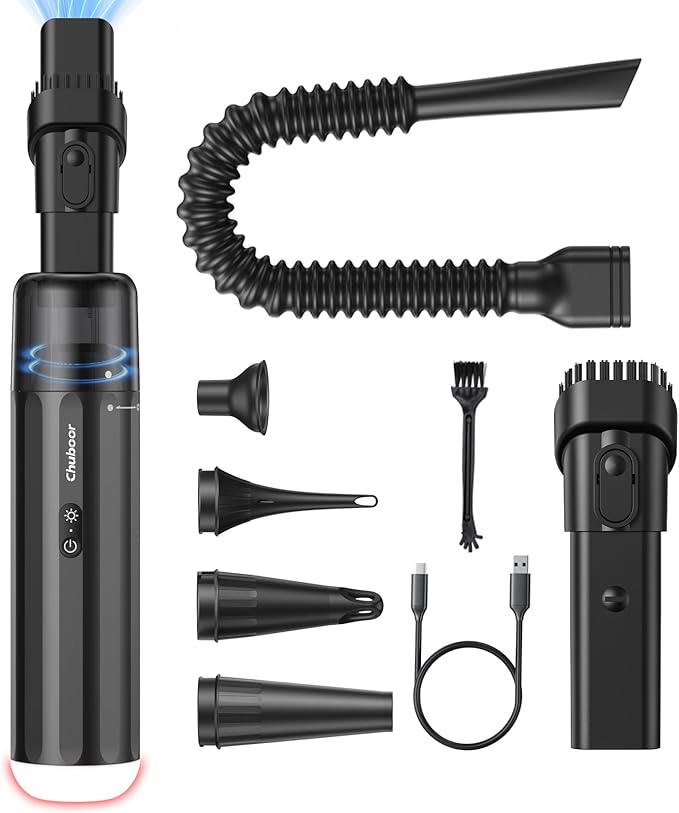 Chuboor 13000PA Powerful Car Vacuum Cleaner High Power Cordless Rechargeable, Handheld Vacuum, Portable Mini Vacuum with LED 