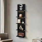 5 Tier Wall Shelf Unit, Black Shelves,Lack Shelf, Wall Shelves for Bedroom，Office,Bathroom, Vanity Shelves with LED Remote Co