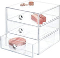 AJIODA Makeup Drawer Organizer Box with 3 Drawers, Acrylic Cosmetic Display Case Vanity Organizer Jewelry Storage Box Stackab