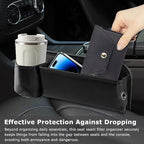 2-Pack Car Seat Gap Filler Organizer, Leather Storage Box with Cup Holder for Driver & Passenger Side, Gap Bag Front Seat Car Storage Accessories for Phone Keys Sunglasses Wallet(COLOR:Black)