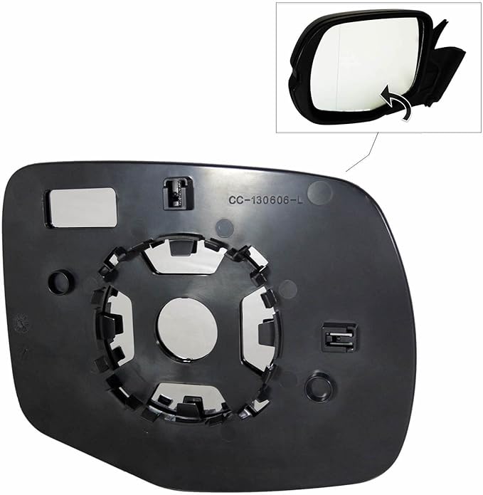 TRQ Driver Side Mirror Glass Aspherical Expanded View Snap On with Backing Plate Compatible with 2016-2018 Honda Pilot, 2017-