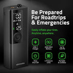 Airmoto Tire Inflator Portable Air Compressor - Air Pump For Car Tires with Digital Pressure Gauge, LED Light and Auto Shut-O