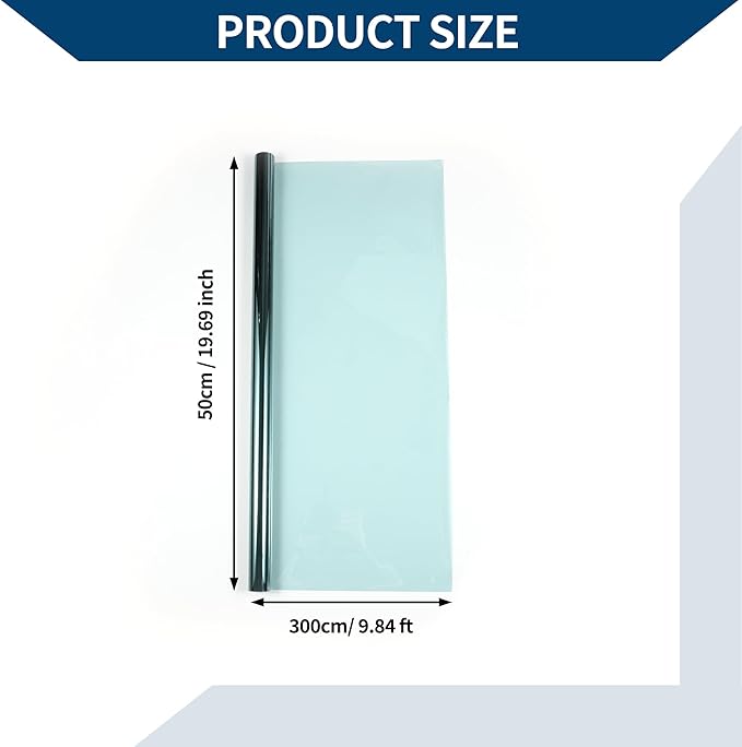 Car Window Tint Film Window Privacy Film Car Carbon 2PLY PET 9.84 ft x 19.69 Inch 1 Pc Sky Blue VLT 60% IRR 26% UVR 99%