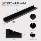 Fun Memories Picture Ledge Shelf for Wall, Floating Shelves Set of 4, 24 Inch Long Nursery Book Shelves for Toys Storage, Kid
