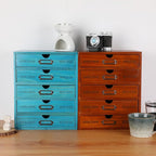 Wooden Storage Box with 5 Drawers Apothecary Drawers Vintage Wooden Drawers Wood Desktop Organizer with Drawer Library Card C